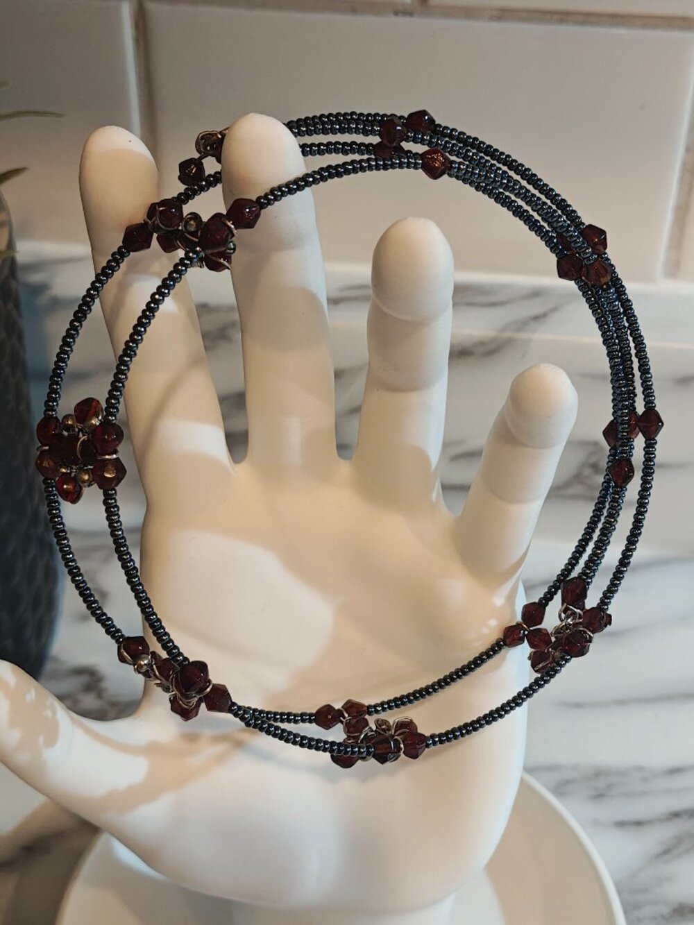 Y2K Beaded Wire Stretch Choker Necklace 90s Retro Spice Girls Halloween